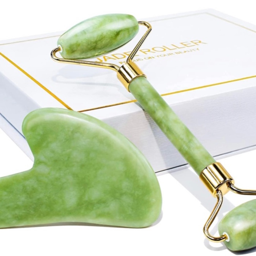 BAIMEI Jade Roller & Gua Sha Set Facial Beauty Tools